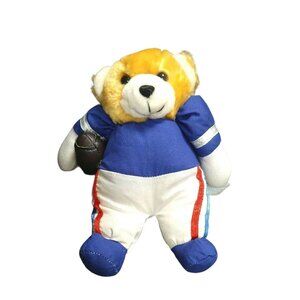 Vintage Hugfun Football Bear Plush Stuffed Animal Toy Age 5 and Up Blue 7 inch